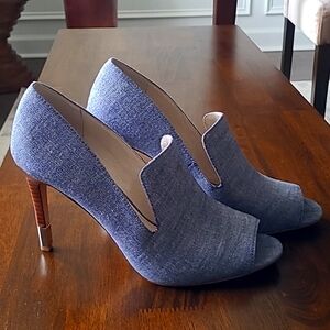 Louise et Cie denim blue size 10 peep toe heels